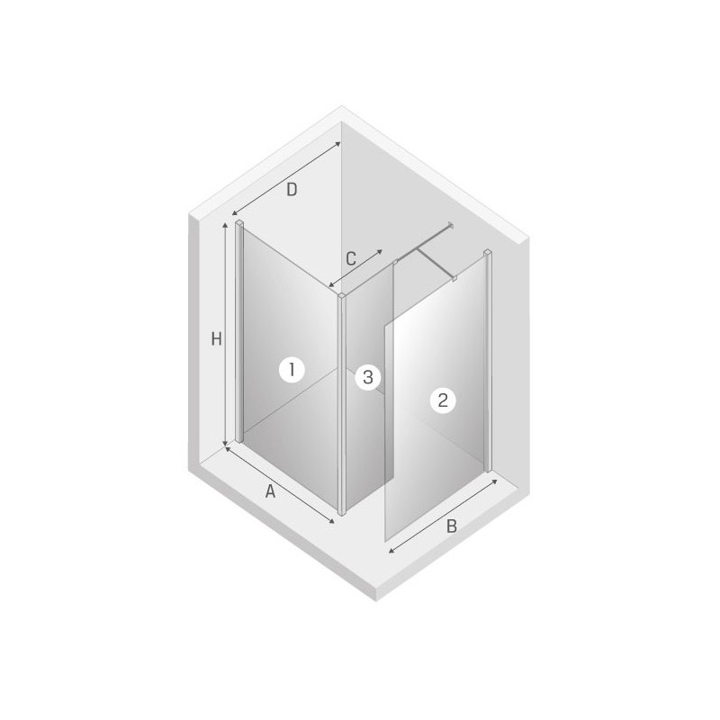 New Trendy New Modus Ścianka Prysznicowa 3 Walk-In 30x200 cm Szkło Przezroczyste 8 mm (EXK-0053)