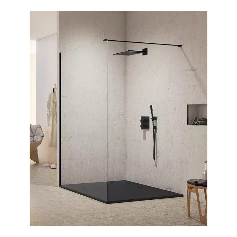 New Trendy New Modus Black Ścianka Prysznicowa Walk-In 130x200 cm Szkło Przezroczyste 8 mm (EXK-5541)