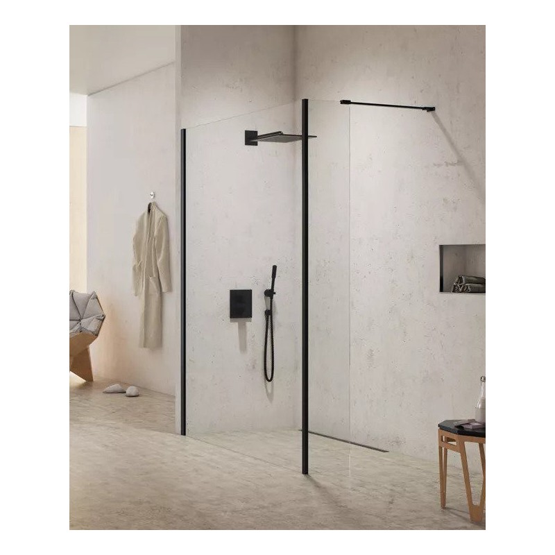 New Trendy New Modus Black Ścianka Prysznicowa 1 Walk-In 130x200 cm Szkło Przezroczyste 8 mm (EXK-5568)