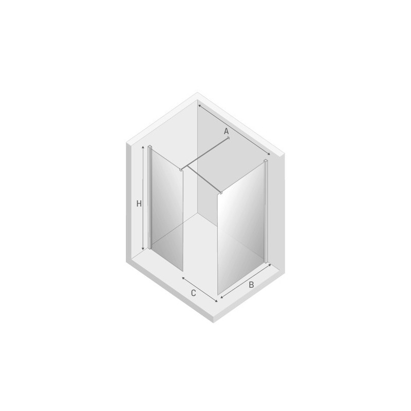 New Trendy New Modus Black Kabina Prysznicowa Walk-In 130x90 cm Szkło Przezroczyste 8 mm (EXK-5632)