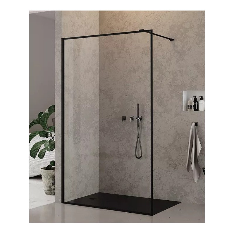 New Trendy New Modus Black Ścianka Prysznicowa Walk-In 130x200 cm Szkło Przezroczyste 8 mm Wzór Ramka (EXK-5561)