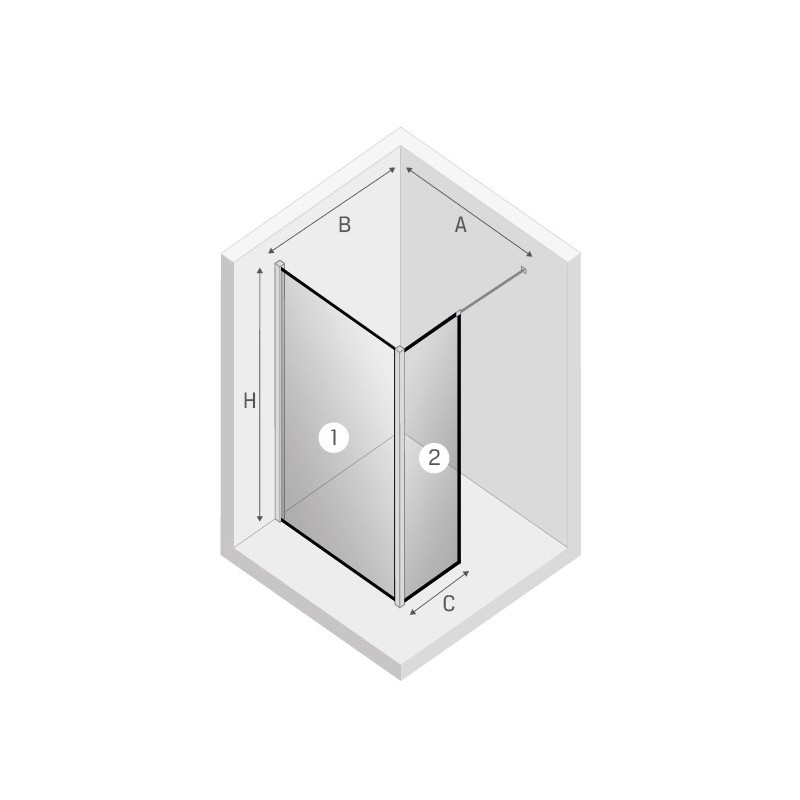 New Trendy New Modus Black Kabina Prysznicowa Walk-In Zestaw 80x30x200 cm Szkło Przezroczyste  Wzór Ramka (EXK-0264+EXK-0256)