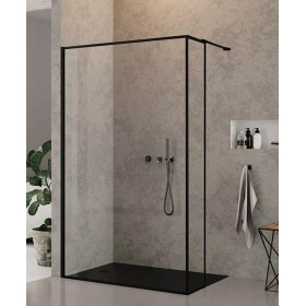New Trendy New Modus Black Kabina Prysznicowa Walk-In Zestaw 80x30x200 cm Szkło Przezroczyste  Wzór Ramka (EXK-0264+EXK-0256)