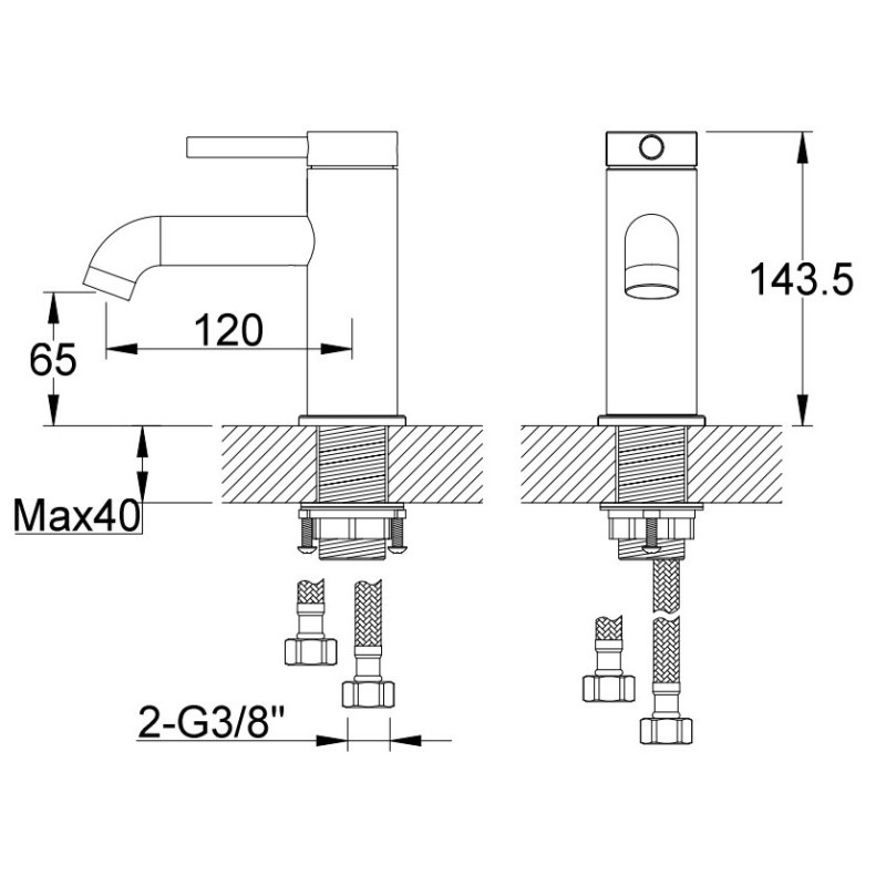 Kohlman Axel Gold Bateria umywalkowa (QB100AGD)