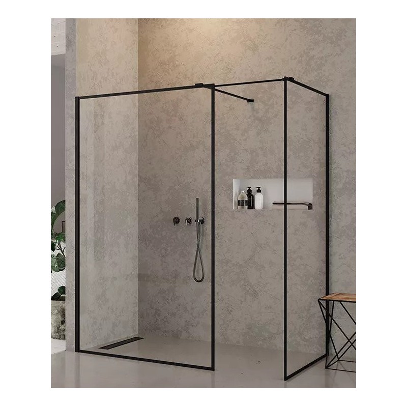 New Trendy New Modus Black Ścianka Prysznicowa Walk-In 120x120 cm Szkło Przezroczyste Wzór Ramka (EXK-5658)