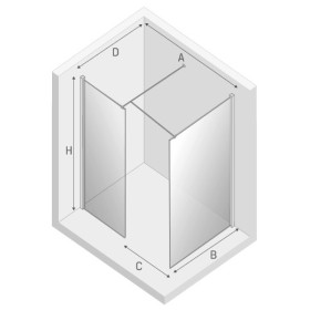 New Trendy New Modus Black Ścianka Prysznicowa Walk-In 150x120 cm Szkło Przezroczyste Wzór Ramka (EXK-5667)