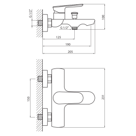 Vedo Otto VBO8006/S/CH Bateria wannowa z zestawem natryskowym