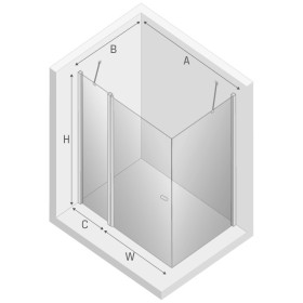 New Trendy New Soleo Kabina Prysznicowa Kwadratowa Z Elementem Stałym Drzwi Uchylne Pojedyncze 100x100cm (K-0399)