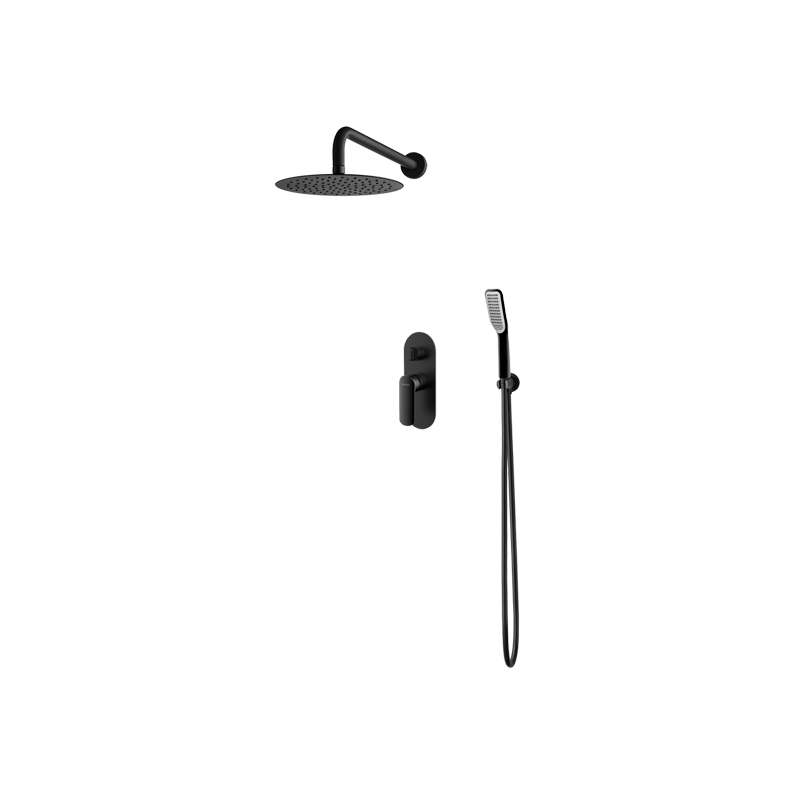 Vedo Aletta Nero System natryskowy podtynkowy III Deszczownica 30 cm | Głowica Termostatyczna Czarny Mat (VBA5223/30/CZ/TERMO)