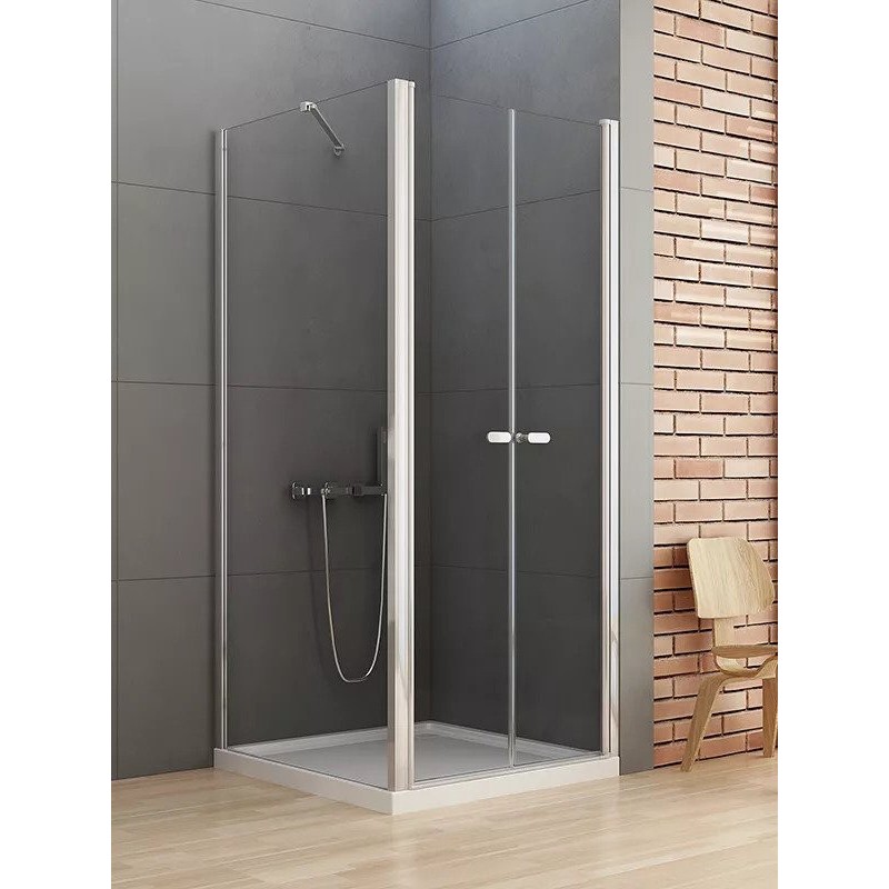 New Trendy New Soleo Kabina Prysznicowa Narożna Prostokątna Drzwi Wahadłowe Podwójne 100x80 cm (D-0146A/D-0091B-WP)