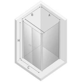 New Trendy New Soleo Kabina Prysznicowa Narożna Prostokątna Drzwi Wahadłowe Podwójne 100x80 cm (D-0146A/D-0091B-WP)