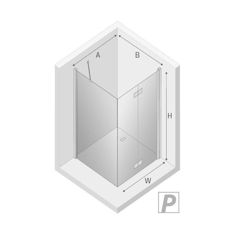 New Trendy New Soleo Kabina Prysznicowa Narożna Prostokątna Drzwi Składane Pojedyncze Prawe 70x80 cm (D-0151A/D-0087B)