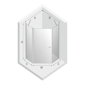 New Trendy New Soleo Kabina Prysznicowa Pięciokątna Drzwi Uchylne Pojedyncze 80x80 cm (K-0606)