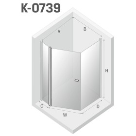 New Trendy New Soleo Kabina Prysznicowa Pięciokątna Asymetryczna Drzwi Uchylne Pojedyncze 100x80 cm (K-0739)