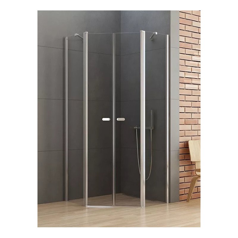 New Trendy New Soleo Kabina Prysznicowa Pięciokątna Drzwi Uchylne Podwójne 90x90 cm (K-0610)