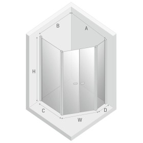 New Trendy New Soleo Kabina Prysznicowa Pięciokątna Asymetryczna Drzwi Uchylne Podwójne 100x80 cm (K-0611)