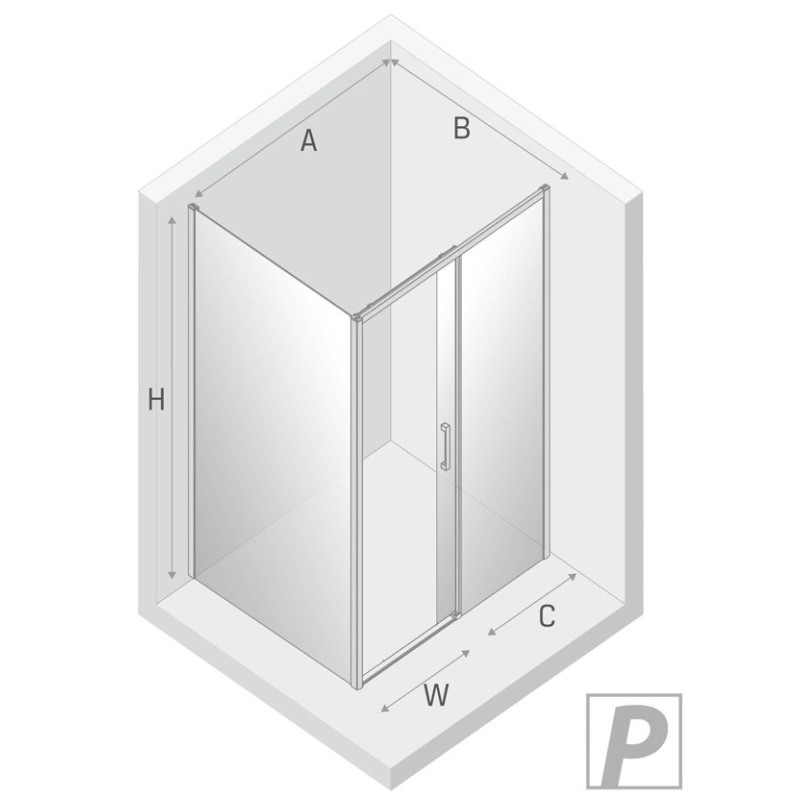 New Trendy Prime Kabina Prysznicowa Narożna Prostokątna Drzwi Przesuwne Pojedyncze Prawe 120x80 cm (D-0303A/D-0123B)