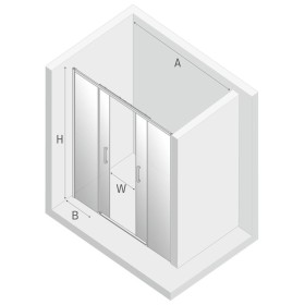 New Trendy Prime Black Drzwi Prysznicowe Przesuwne Podwójne 150x200 cm Szkło Przezroczyste 6 mm (D-0342A)