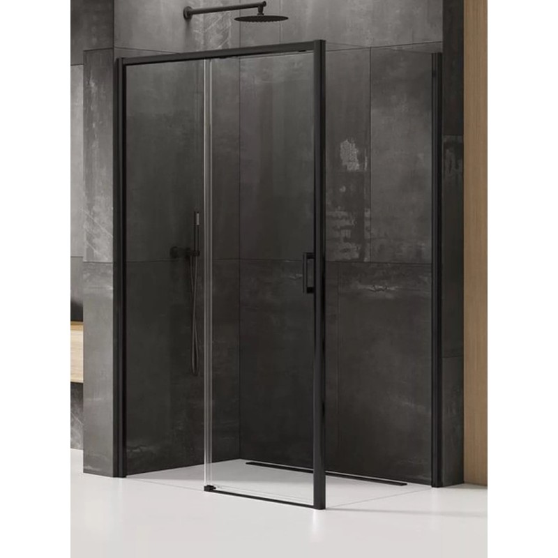 New Trendy Prime Black Kabina Prysznicowa Narożna Prostokątna Drzwi Przesuwne Pojedyncze Lewe 100x70 cm (D-0316A/D-0127B)