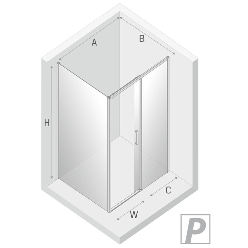 New Trendy Prime Black Kabina Prysznicowa Narożna Prostokątna Drzwi Przesuwne Pojedyncze Prawe 150x90 cm (D-0327A/D-0129B)