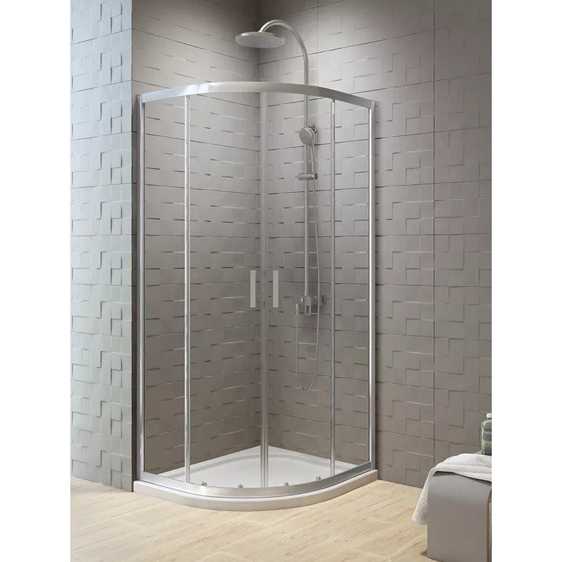 New Trendy New Varia Kabina Prysznicowa Narożna Półokrągła Drzwi Przesuwne Podwójne 80x80 cm (K-0495)