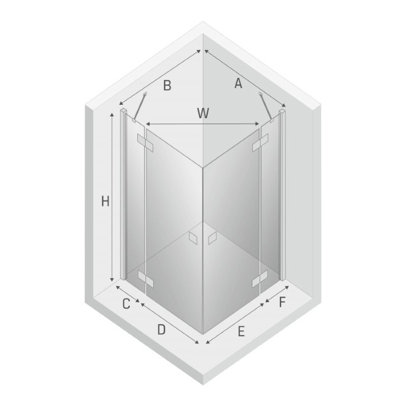 New Trendy Reflexa Black Kabina Prysznicowa Narożna Prostokątna Drzwi Uchylne Podwójne 80x90 cm (EXK-4973)