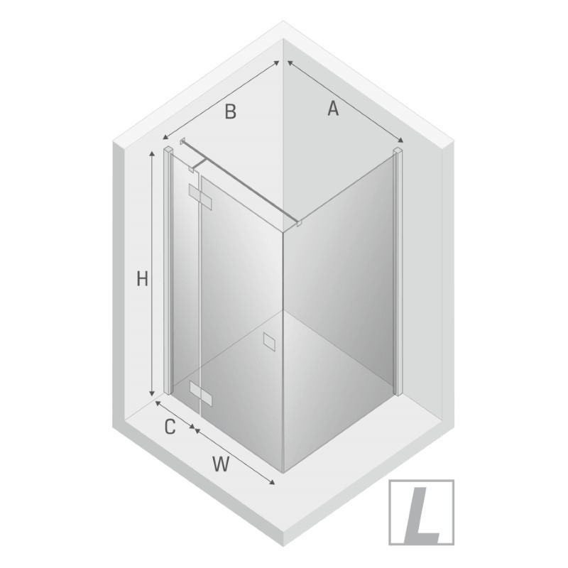 New Trendy Reflexa Black Kabina Prysznicowa Narożna Prostokątna Drzwi Uchylne Pojedyncze Lewe 110x80 cm (EXK-4950)