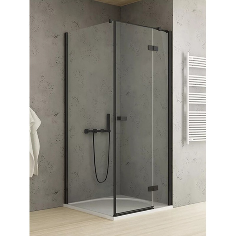 New Trendy Reflexa Black Kabina Prysznicowa Narożna Prostokątna Drzwi Uchylne Pojedyncze Prawe 80x90 cm (EXK-4917)
