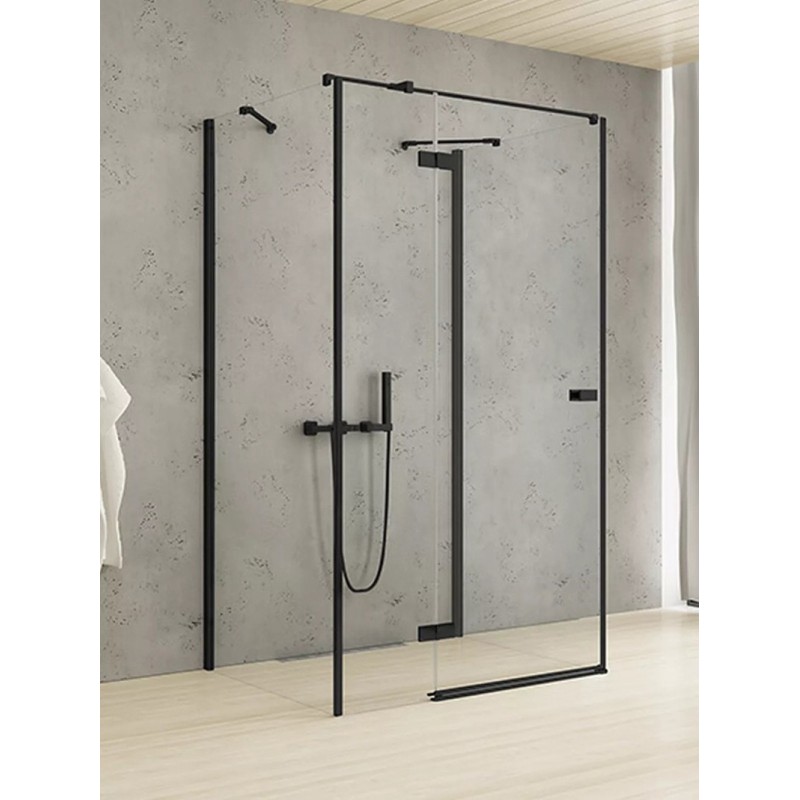 New Trendy Reflexa Black Kabina Prysznicowa Przyścienna Kwadratowa Drzwi Uchylne Pojedyncze Lewe 100x100 cm (EXK-5027)