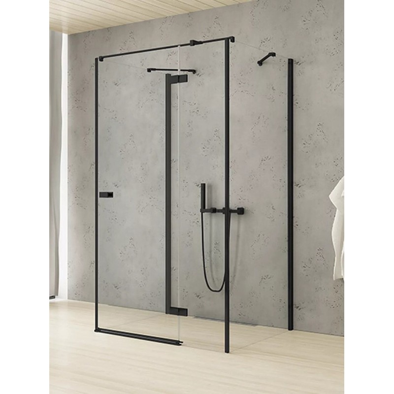 New Trendy Reflexa Black Kabina Prysznicowa Przyścienna Prostokątna Drzwi Uchylne Pojedyncze Prawe 100x90 cm (EXK-5026)