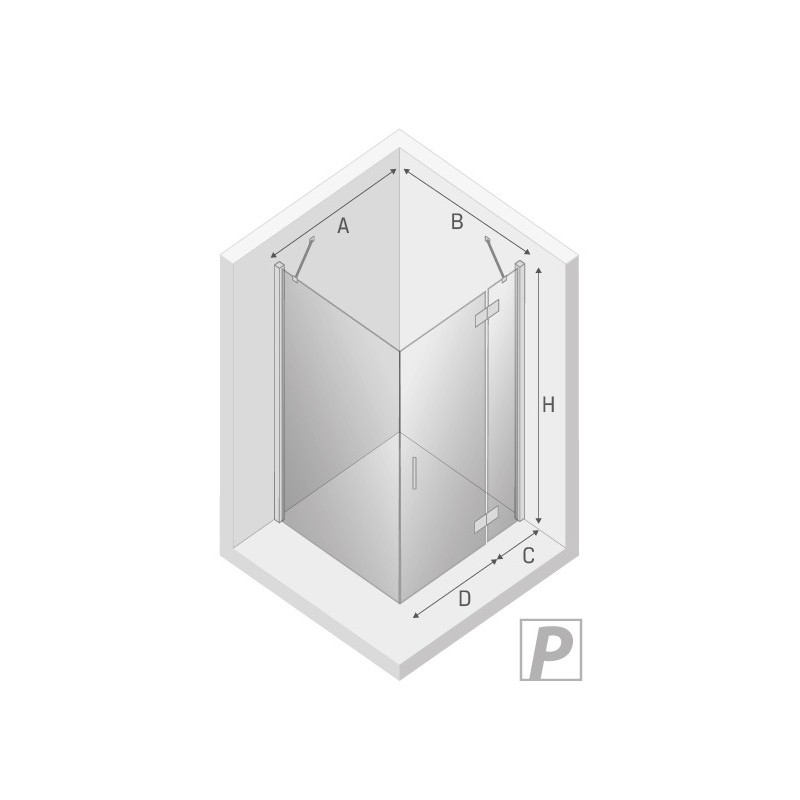 New Trendy New Renoma Kabina Prysznicowa Narożna Prostokątna Drzwi Uchylne Pojedyncze Prawe 100x80 cm (D-0116A/D-0083B)