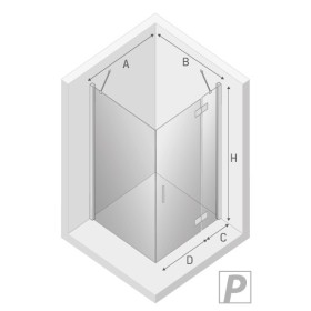 New Trendy New Renoma Kabina Prysznicowa Narożna Kwadratowa Drzwi Uchylne Pojedyncze Prawe 100x100 cm (D-0116A/D-0085B)