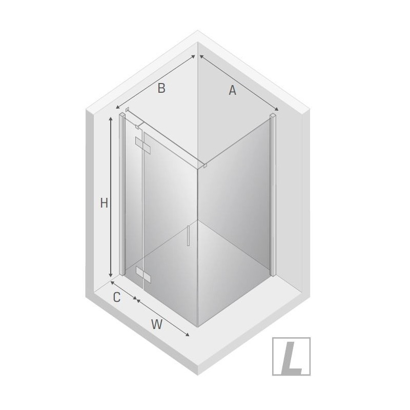 New Trendy New Renoma Kabina Prysznicowa Narożna Prostokątna Drzwi Uchylne Pojedyncze Lewe 80x100 cm (D-0111A/D-0085B-WP)