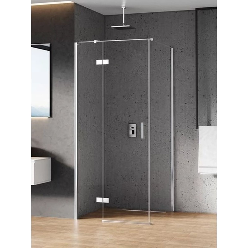 New Trendy New Renoma Kabina Prysznicowa Narożna Prostokątna Drzwi Uchylne Pojedyncze Lewe 110x80 cm (D-0374A/D-0083B-WP)
