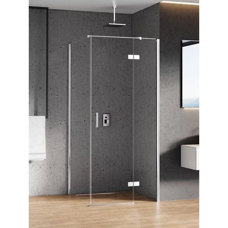 New Trendy New Renoma Kabina Prysznicowa Narożna Kwadratowa Drzwi Uchylne Pojedyncze Prawe 80x80 cm (D-0112A/D-0083B-WP)