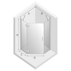 New Trendy New Azura Kabina Prysznicowa Narożna Pięciokątna Drzwi Uchylne Pojedyncze Lewe 80x80 cm (K-0559)