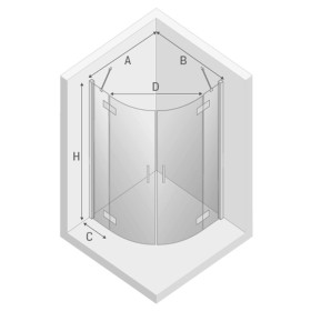 New Trendy New Merana Black Kabina Prysznicowa Narożna Półokrągła Drzwi Uchylne Podwójne 90x90 cm (K-0536)