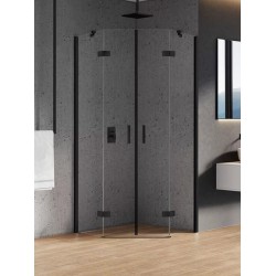 New Trendy New Azura Black Kabina Prysznicowa Narożna Pięciokątna Drzwi Uchylne Podwójne 90x90 cm (K-0670)