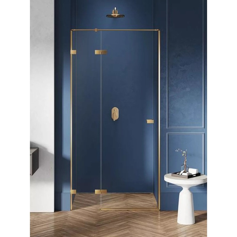 New Trendy Avexa Gold Drzwi Prysznicowe Uchylne Pojedyncze Lewe 80x200 cm Szkło Przezroczyste 6 mm (EXK-1714)