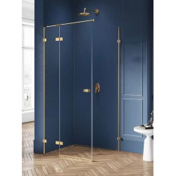 New Trendy Avexa Gold Kabina Prysznicowa Narożna Prostokątna Drzwi Uchylne Pojedyncze Lewe 90x100 cm (EXK-1746)