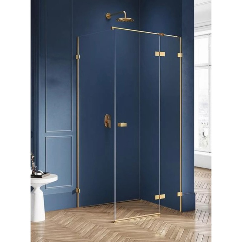 New Trendy Avexa Gold Kabina Prysznicowa Narożna Prostokątna Drzwi Uchylne Pojedyncze Prawe 80x120 cm (EXK-1739)