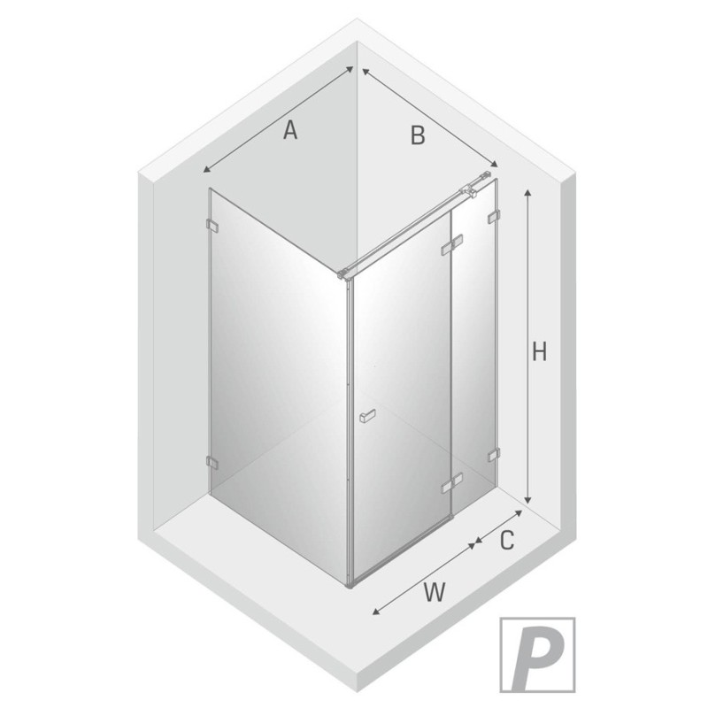 New Trendy Avexa Gold Kabina Prysznicowa Narożna Prostokątna Drzwi Uchylne Pojedyncze Prawe 110x80 cm (EXK-1876)