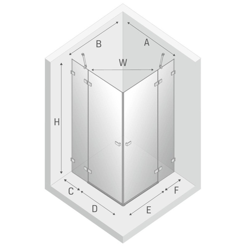New Trendy Avexa Gold Kabina Prysznicowa Narożna Prostokątna Drzwi Uchylne Podwójne 100x80 cm (EXK-1784)