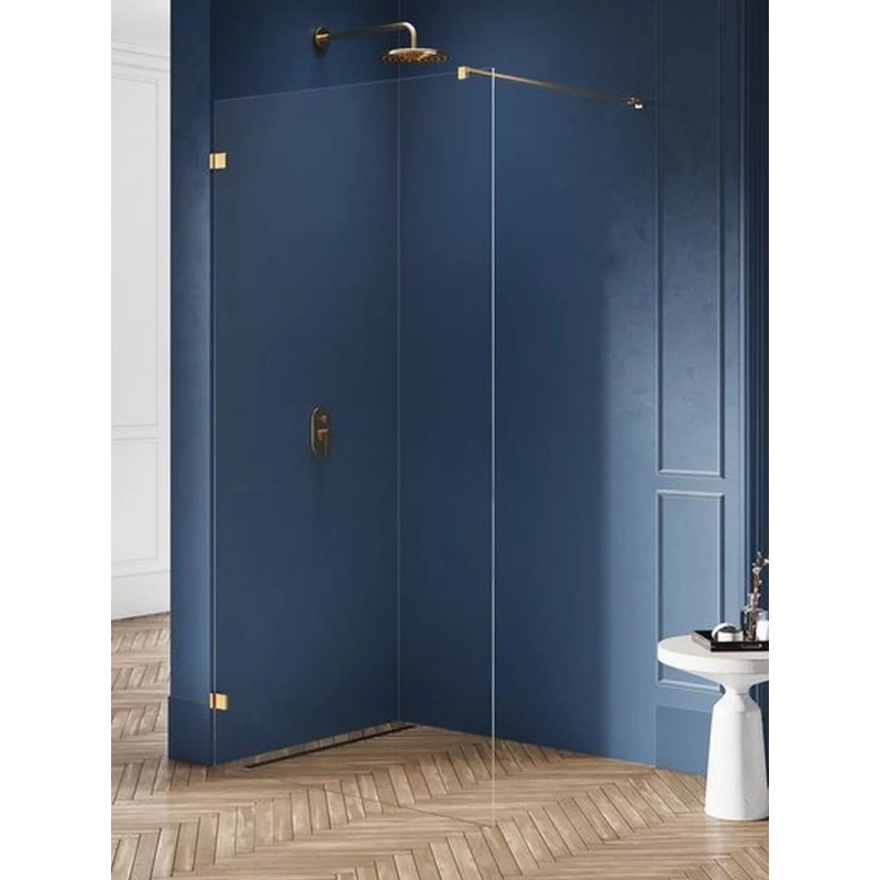 New Trendy Avexa Gold Kabina Prysznicowa Walk-In 80x200 cm Szkło Przezroczyste 6 mm (EXK-1793)