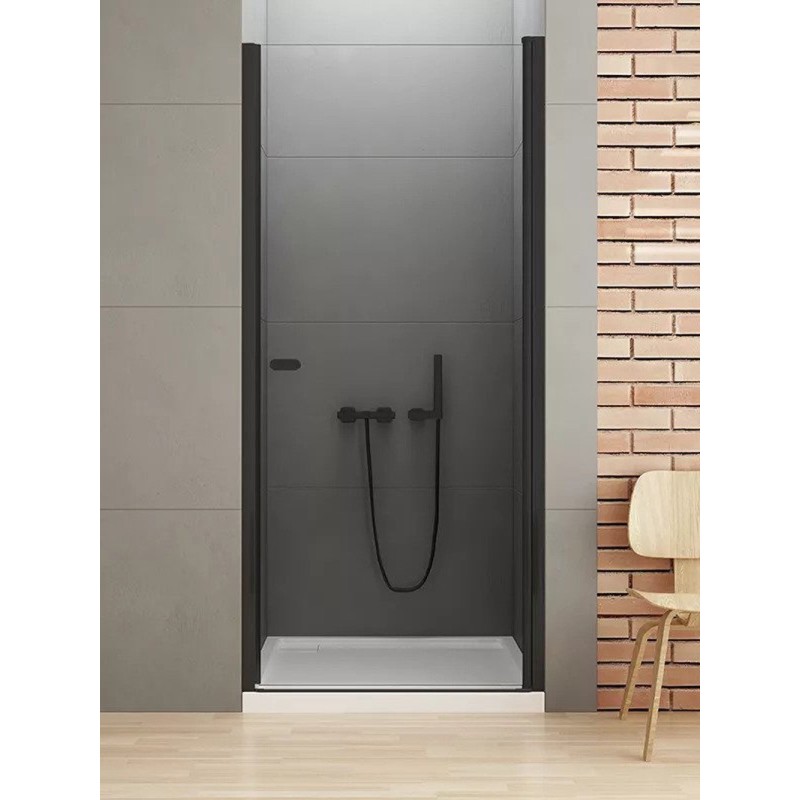 New Trendy New Soleo Black Drzwi Prysznicowe Wahadłowe Pojedyncze 70x195 cm Szkło Przezroczyste 6 mm (D-0209A)