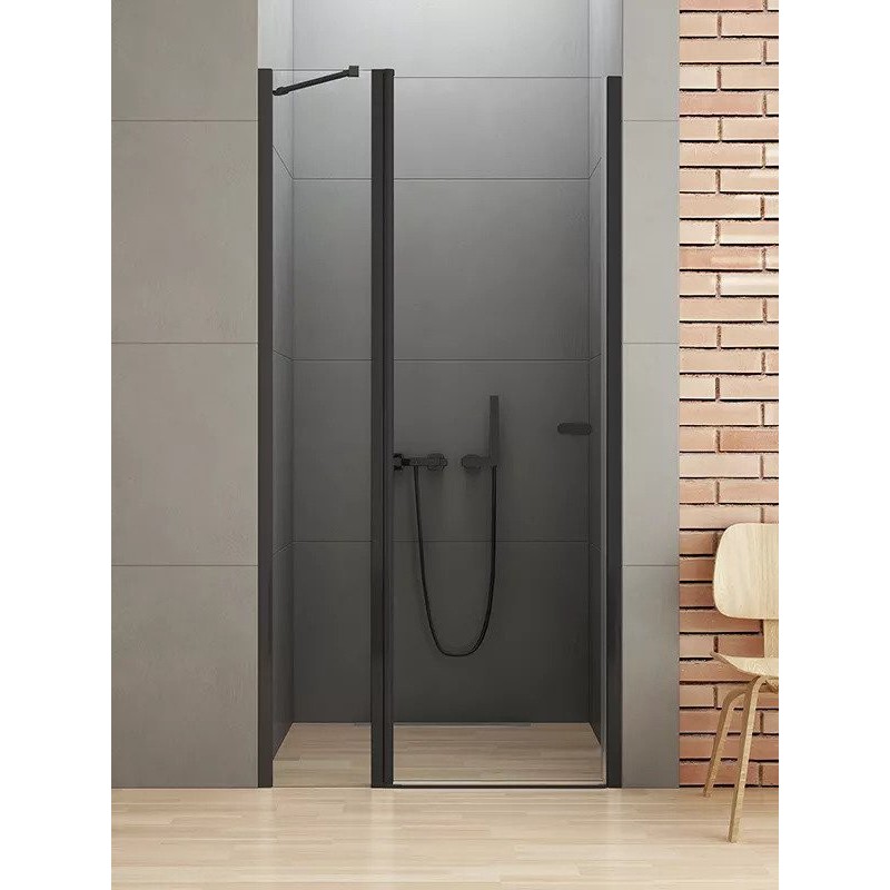 New Trendy New Soleo Black Drzwi Prysznicowe Wahadłowe Pojedyncze 110x195 cm Szkło Przezroczyste 6 mm (D-0243A)