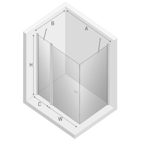 New Trendy New Soleo Black Kabina Prysznicowa Narożna Prostokątna Drzwi Uchylne Pojedyncze 90x110 cm (K-0680)