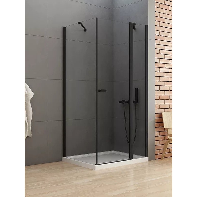 New Trendy New Soleo Black Kabina Prysznicowa Narożna Prostokątna Drzwi Uchylne Pojedyncze 100x110 cm (K-0683)