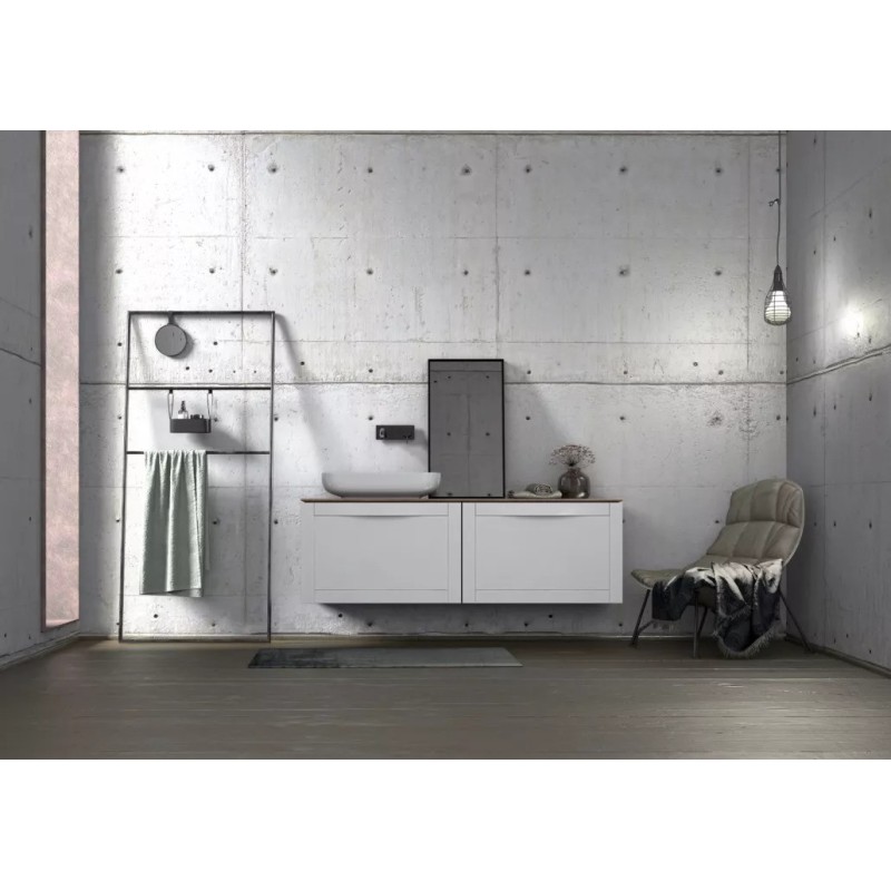 Oristo Skagen Biały Mat Szafka z Umywalką Amelia Podwójna 120 cm (OR49-SD1S-120-2+UME-AM-120-92-D)