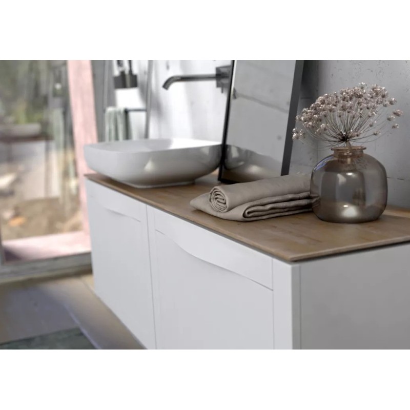 Oristo Skagen Biały Mat Szafka z Umywalką Amelia Podwójna 120 cm (OR49-SD1S-120-2+UME-AM-120-92-D)